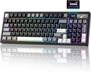 YUNZII IF99 Wireless Mechanical Gaming Keyboard with Smart LCD Display, QMK/VIA Programmable BT/2.4G/USB-C Gasket Mounted Hot Swap RGB 96% Layout for Mac/Win (Black, Cocoa Cream V2 Switch) YUNZII IF99 Wireless Mechanical Gaming Keyboard with Smart LCD Display, QMK/VIA Programmable BT/2.4G/USB-C Gasket Mounted Hot Swap RGB 96% Layout for Mac/Win (Black, Cocoa Cream V2 Switch)