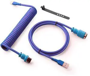 GUNMJO Pro Custom Coiled USB C Cable for Gaming Keyboard, Double-Sleeved Mechanical Keyboard Cable with Detachable Metal Aviator, 1.5M USB-C to USB-A, Nebula Color GUNMJO Pro Custom Coiled USB C Cable for Gaming Keyboard, Double-Sleeved Mechanical Keyboard Cable with Detachable Metal Aviator, 1.5M USB-C to USB-A, Nebula Color