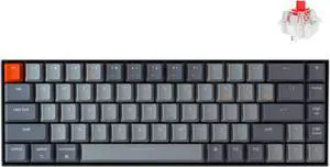 Keychron K6 Hot Swappable Wireless Bluetooth 5.1/Wired Mechanical Gaming Keyboard, 65% Compact 68-Key RGB LED Backlight Keychron Super Red Switch Rechargeable Battery for Mac Windows