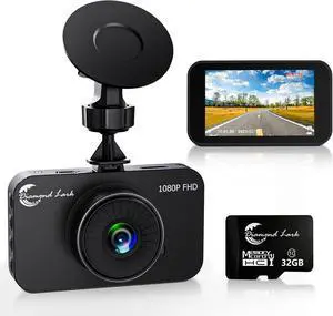 1080P Full HD Dash Camera for Cars, Diamond Lark Dash Cam Front with 32G SD Card, 3LCD Screen, 170°Wide Angle, Dashboard DashCam with Loop Recording, HDR, Night Vision, G-Sensor, Parking Monitor