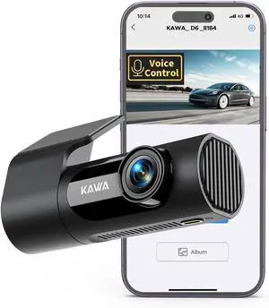 KAWA Dash Cam 2K, WiFi Dash Camera for Cars 1440P with Hand-Free Voice Control, Night Vision, Mini Hidden Dashcam Front, Emergency Lock, Loop Recording, 24-Hour Parking Monitor, APP, Support 256GB Max