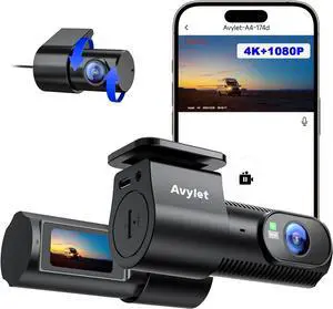 DashCam Front and Rear Camera, 4K/1080P WiFi APP Dash Camera for Cars, External GPS Module, 1.5 IPS Screen, Dual Dash Cam with APP, Night Vision, 24H Parking Mode, 170° Wide Angle, G-Sensor