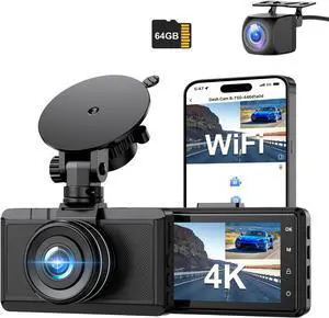 Dash Cam Front and Rear Camera, CHORTAU 3Inch Screen WiFi Dash cam, 2.5K+1080P Dash Camera for Cars, Dashboard Camera with Free 64GB Card, Type-C Port, Parking Monitor, Super Night Vision