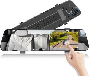 CAMECHO 4.5" Mirror Dash Cam Backup Camera 1080P FHD Front and Rear View Mirror Camera for Cars Dual Lens Cam Loop Recording 170°Wide Angle G-Sensor Parking Assistance
