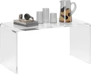 HOMCOM 0.6" Thick Acrylic Coffee Table, 32" Long Rectangle Waterfall Coffee Table, Clear
