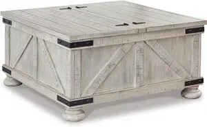 Signature Design by Ashley Carynhurst Casual Cocktail Table with Storage, Whitewash