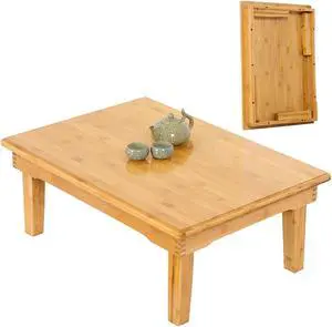 Foldable Japanese-Style Square Bamboo Table - Low Height, 60 * 40 * 27cm
