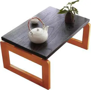 Foldable Coffee Table, Portable Low Picnic Table Wooden Folding Tea/Snack Breakfast Serving Table on Bed Collapsable Small Coffee Desk, 23.6''x 15.7''x 11.8''