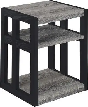 Convenience Concepts Monterey End Table with Shelves, Weathered Gray/Black