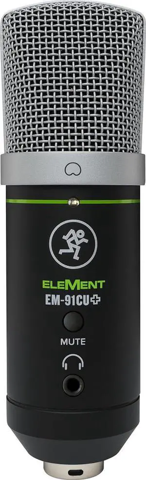 Mackie EM-Series, Large Diaphragm USB Condenser Microphone with Headphone Output and Mute (EM-91CU+), Black