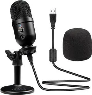 USB Condenser Microphone, Gaming Mic for PC & Mac, Ideal for Streaming, Podcasting, Studio Recording, YouTube, Cardioid Polar Pattern with Desk Stand & Pop Filter, Plug and Play, Black