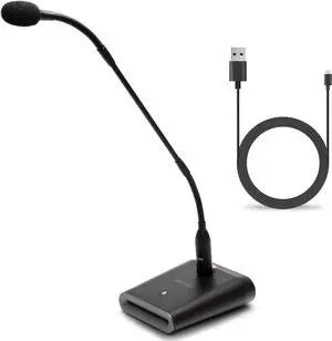 Movo GM-5 Professional 18-inch Gooseneck Microphone with USB Interface Stand, One-Touch Mute- Podium Microphone with Stand for Conferencing, Live Events, Streaming - USB Computer Mic for Mac, PC