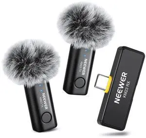 NEEWER Wireless Lavalier Microphone for iPhone Android Tablet PC Laptop 131ft/40m Range Noise Cancellation Omnidirectional Mic for Vlogging Live Streaming (1x RX + 2x TX), KM23