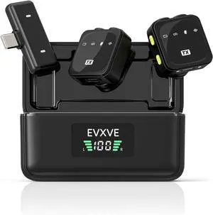 Wireless Lavalier Microphone for iPhone/Android with Type-C Plug, 48KHz, Noise Cancellation, Battery Charging Case Included, 98ft Range, Mini Microphones for Stream,TikTok,YouTube (H16: Type-C)