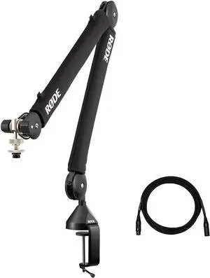 Rode PSA1+ Pro Studio Boom Arm for Podcasting and Streaming with Professional Grade XLR Cable and StreamEye Polishing Cloth