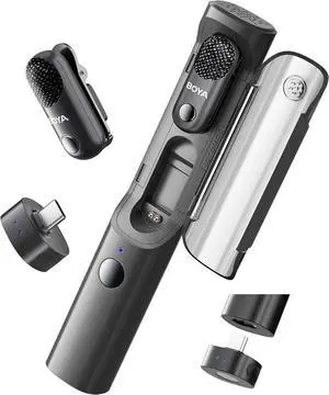 BOYA Magic-05 Wireless Lavalier Microphone, 30Hrs Battery,328FT LOS Range, Safety Track &Limiter, Ai Noise Reduction USB-C Wireless Lapel Mini Mic for Android iPhone 16/15 Audio Video Live Broadcast