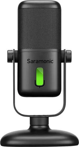 Saramonic SR-MV2000 | Large Diaphragm USB Studio Microphone with Magnetic Tabletop Stand, Headphone Out and Multi-Color LED for Computers, iPhone 15, Android Mobile Devices, New iPad & More