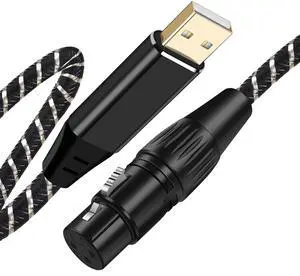 USB Microphone Cable,XLR to USB Cable 10Ft,XLR Female to USB Mic Link Converter Cable for Microphones or Recording Karaoke Sing