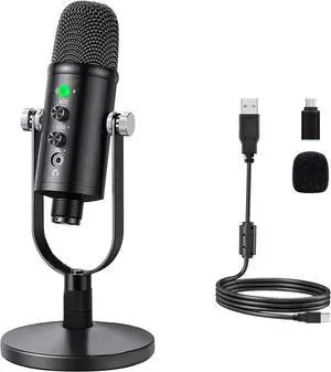 USB Microphone Metal Condenser Mic:Plug&Play Gaming Microphones on PC,Mac,Twitch and YouTube,Recording Microphone Computer PC Mic for Streaming,Podcasting