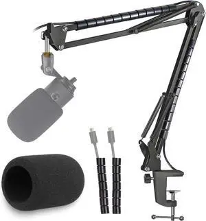 K669 Microphone Boom Arm Mic Stand, Windscreen and Cable Sleeve Compatible with Fifine K669 669B USB Podcast Microphone to Recording and Streaming by YOUSHARES