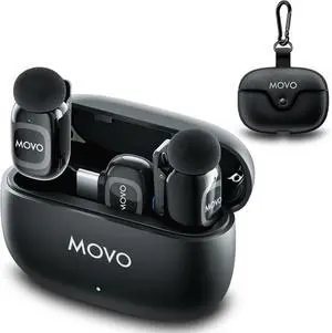 Movo NanoMic Dual USB-C Wireless Microphone for iPhone 15/16/17 and Up, Android, iPad Pro & Laptops  Wireless Lavalier Mic for USB-C Smartphones & Devices, Great for Vlogging & TikTok