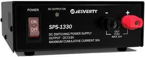 Universal Compact Bench Power Supply - 30 Amp Regulated Home Lab Benchtop AC-to-DC Converter for CB/HAM/Amateur Radio with 13.8V Fixed OutputScrew-Type Terminals, Cooling Fan - SPS-1330