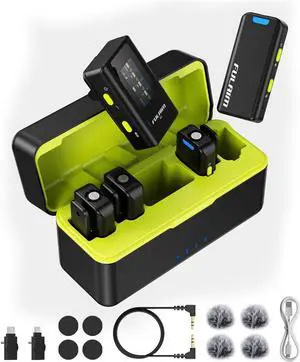 FULAIM X6 Pro Wireless Lavalier Microphones with 4 Transmitter with Charging Case for iPhone, iPad, Android, Camera, Lapel Mic with 48KHz 24Bit, Noise Cancellation for Video Recording, Vlog