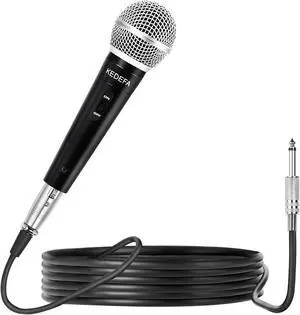 KM88 Handheld Wired Karaoke Microphone, Super Cardioid Dynamic Vocal Mic with 13.12ft Detachable XLR Audio Cable and ON/Off Switch, for Karaoke Singing Machine, Speaker