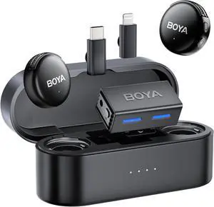BOYA BOYALINK 3 Mini Microphone for Camera/iPhone/Android, Wireless Lavalier Microphone with AI Noise Reduction Lapel Mic, 30H Duration 300m Transmission Range for Vlog, TikTok