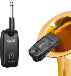 UHF Wireless Saxophone Microphone System, Rechargeable Mic Pickup System with Storage Case, 164 Feet Range, Clip-On Transmitter with Treble/Bass/Middle Adjustment, for Most Brass Instruments