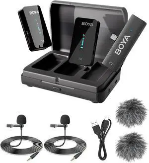 BOYA Wireless Lavalier Microphone for Android USB-C Phone by-XM6 K6 Noise Cancellation Plug Play Type-C Microphones for iPhone 15 Clip On Lapel Mic for Video Recording Interview YouTube Streaming