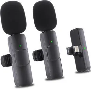 wedaniya Wireless Lavalier Lapel Microphone for iPhone iPad: 2 Clip on Microphones for Phone Video Recording, Professional Lav Mic for YouTube | Interview | Podcast | Vlog | Tiktok | Live Stream