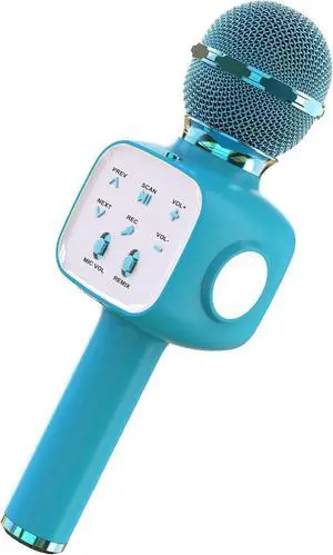 FDY Wireless Bluetooth Microphone, Bluetooth Karaoke Microphone Wireless,Portable Bluetooth mic Speaker for Girls Boys Children Adults Christmas Birthday Gift for PC, Tablet, Smartphone - Blue