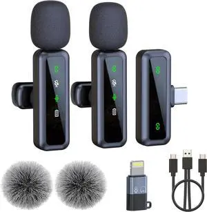 Wireless Lavalier Microphone for iPhone and Android DevicesNoise Reduction Lapel Mic for Recording, Lav Mic for Video Recording, Tiktok, YouTube, Vlog