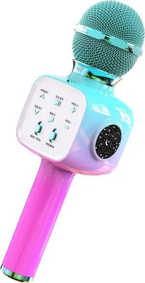FDY Wireless Bluetooth Karaoke Microphone,LED Portable Handheld Karaoke Mic Speaker for All Smartphones PC,Suitable for Kids and Adults Family Gathering,Birthday Party,Gift-Q8Max Gradient Blue