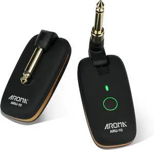 AROMA Wireless Guitar Transmitter Receiver with 7 Channels Rechargeable Audio Wireless Guitar System for Guitar Bass Electric Instruments