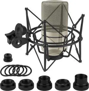 Geekria for Creators Microphone Shock Mount Compatible with MXL 770, 990, R77, TEMPO, V67G, 2006, R144 Mic Anti-Vibration Suspension Adapter Clamp Mic Holder Clip (Black/Metal)