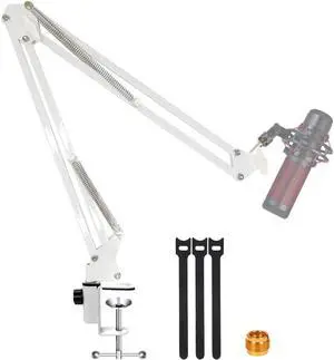 For Hyperx Quadcast White Boom Arm, Boom Scissor Arm For Hyperx Quadcast S, Professional Adjustable Mic desk mount White Stand, Compatible With RGB USB Condenser Microphone Hyperx Quad cast S