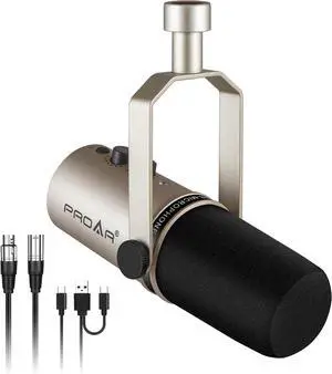 USB/XLR Podcasting Dynamic Microphone,Professional USB Gaming Microphone for PC Computer with Noise Cancelling,Metal XLR Streaming Mic Kit for Vocal,Instruments Recording,Voice Over,YouTube