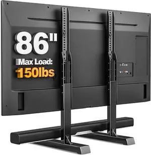 Universal TV Legs, Table Top TV Stand Base with Height Adjustable for Most 37 to 86 Inch TVs, Wobble-Free Replacement with Cable Management, Holds up to 150lbs, Max VESA 800x600mm, Black (Black)