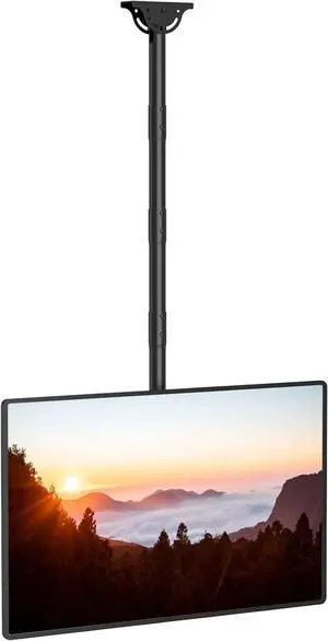 WALI Long Arm TV Ceiling Mount, Fits Most LED, LCD, OLED and Plasma Flat Screen Display 26 to 65 Inch, up to 110 Lbs, Height Extension up to 58 Inch, Mounting Holes up to 400x400mm (CM2665XL), Black