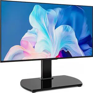 Universal TV Stand for 27-60 Inch TVs with Swivel Mount, Height Adjustable Table Top TV Stand Mount, Heavy Duty Tempered Glass Base, TV Pedestal Stand Holds up to 88 lbs, VESA 400x400mm