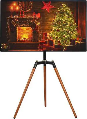 Universal Tripod Easel TV Stand for 32-65 inch LED LCD Screen Flat Curved Screen, Height Adjustable Studio TV Display Stand with 140° Swivel for Bedroom, Living Room, Corner TV Stand