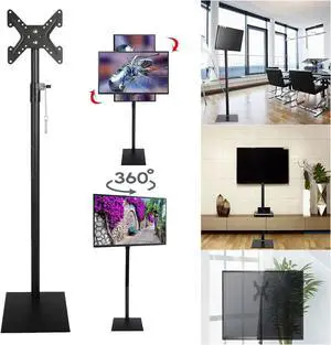 MYOYAY Universal Swivel TV Stand Tilting Free Standing TV Mount Stands with Height Adjustable 360 Degree Swivel Floor TV Stand for 12 to 43 inch TVs