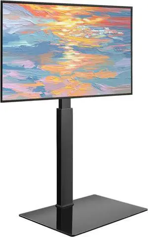Floor TV Stand for 27-65 inch LED Screen Adjustable TV Stand with Mount Swivel Floor Televisions Stand with Tempered Glass Base for Corner Bedroom Living Room Max VESA 400x400mm