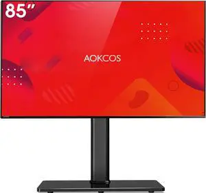 Universal Swivel TV Stand Table Top Mount Stand for 43 to 85 inch TVs, 8 Level Height Adjustable with Tilting, Heavy Duty Tempered Glass Base, Holds up 110lbs, MAX VESA 400x600mm, Black