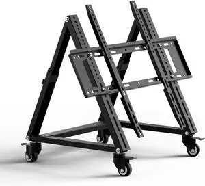 Low Height Mobile TV Stand, Low TV Stand with Wheel for 26-65 inch TV, Hight Adjustable, 36° -68° Adjustable Viewing Angle,Max 50KG, Vesa 600×500, Confidence Monitor Stand