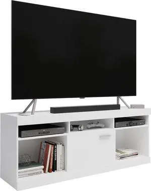 White TV Stand for 65 Inch TV, Entertainment Center with Storage for Living Room or Bedroom with Cabinet and Storage, Television Stand Fits Screens up to 65" When Measured Diagonally