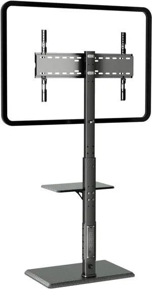 Universal Floor TV Stand, TV Floor Mount Stand with Power Outlet & Removable Shelf for 32-75 inch TV up to 110 lbs, Swivel and Height Adjustable Tall TV Stand for Bedroom(TCP01-2-M-A01)