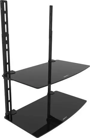 Mount-It! TV Wall Mount Shelf for Cable Box, DVD Player, AV Components and Accessories, Two Shelves, Tempered Glass Storage Bracket